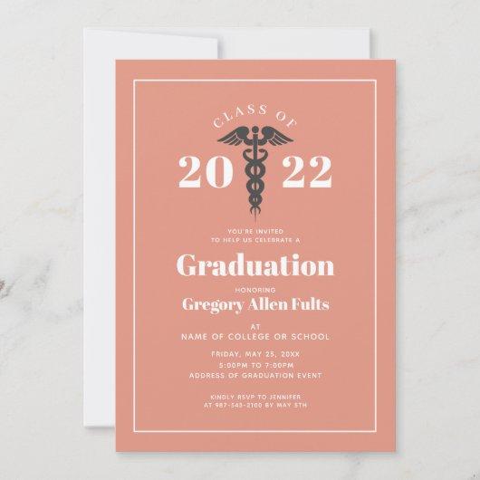 Nurse Graduation Class of 2022 Peach White Medical Invitation