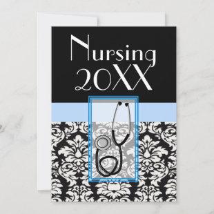 Nurse Graduation Graduation Invitation Damask 20XX