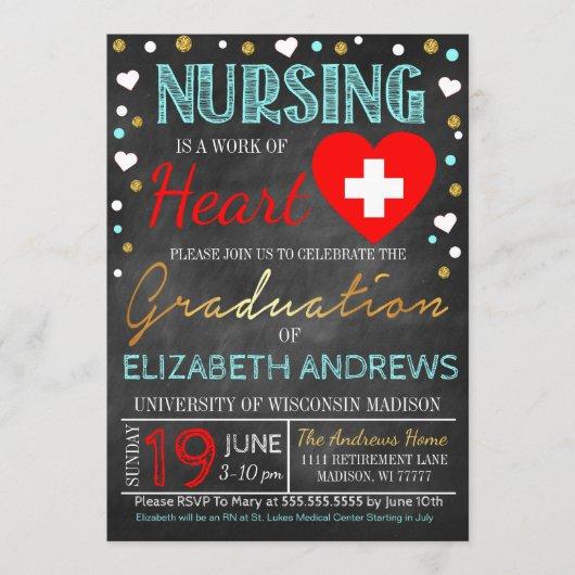 Nurse Graduation Invitation Work of heart