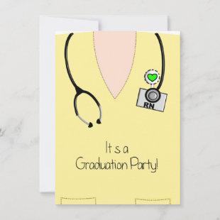 Nurse Graduation Invitation Yellow Scrub Top
