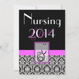 Nurse Graduation  Invitations Damask 2014
