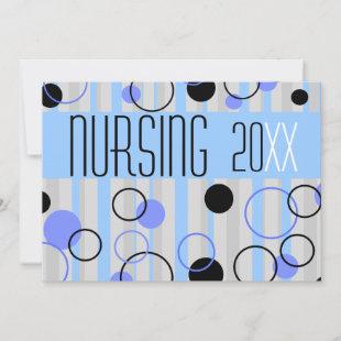 Nurse Graduation Invitations Retro Blue Black 20XX