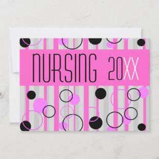 Nurse Graduation Invitations Retro Pink Black 20XX