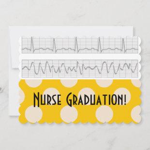 Nurse Graduation Invitations Yellow Polka Dots