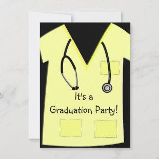 Nurse Graduation Invitations Yellow Scrub Top