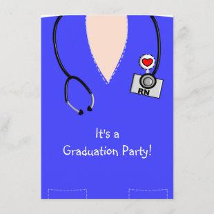 Nurse Graduation InvitationsBlue Scrub Top II Invitation