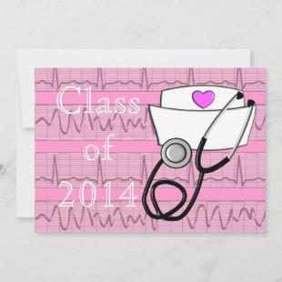 Nurse Graduation Party Invitations EKG Paper