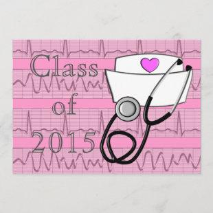 Nurse Graduation Party Invitations EKG Paper II