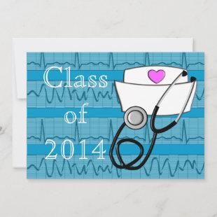 Nurse Graduation Party Invitations EKG Paper III