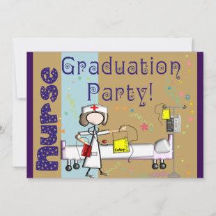 Nurse Graduation Party Invitations Purple