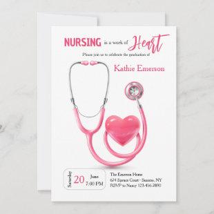 Nurse Graduation Pink Invitation