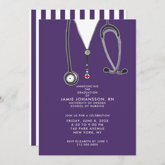 Nurse Graduation Purple Party Invitations