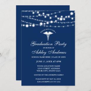 Nurse Lights Blue Grad Party Invite B