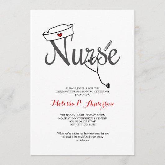 Nurse Pinning Ceremony Invite, fun RN graduation Invitation