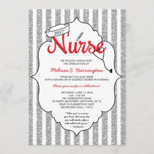 Nurse pinning, nurse party, RN graduation RED Invitation