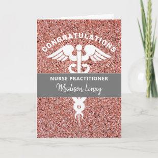 Nurse Practitioner Graduation Rose Gold Name Card