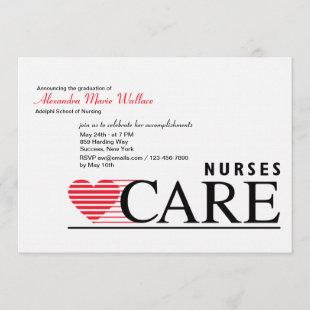 Nurses Care Nursing Graduation Invitation