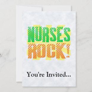 Nurses Rock, Orange and Green Fun Invitation