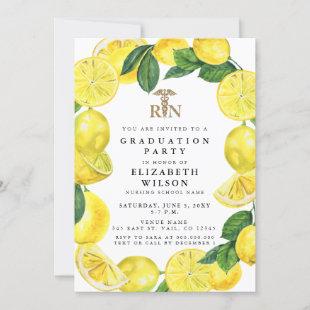 Nursing Registered Nurse RN Lemon Graduation Invitation