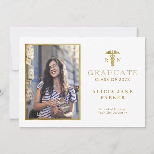 Nursing school graduation gold elegant photo announcement