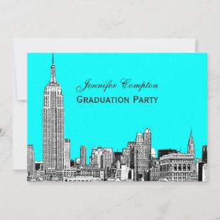 NYC Skyline 01 Etched DIY BG Color Graduation Invitation