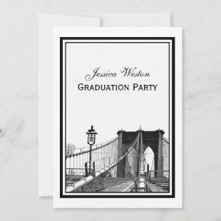 NYC Skyline Bklyn Bridge #2 Etched Graduation Invitation