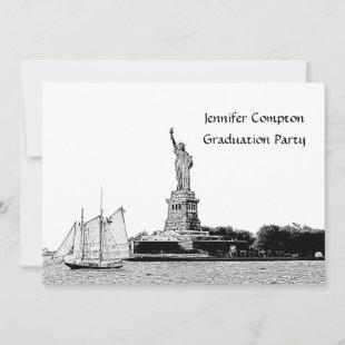 NYC Skyline Etched St of Liberty Graduation Party Invitation