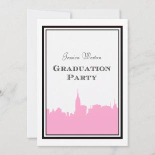 NYC Skyline Pink Silhouette #2 DIY Graduation Invitation