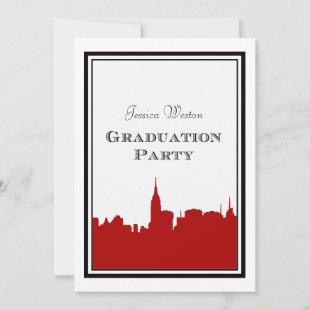NYC Skyline Red Silhouette #2 DIY Graduation Invitation