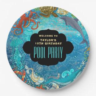 Ocean Life Swimming Pool Party Birthday Paper Plates