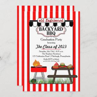 Old Fashioned Backyard BBQ Graduation Party Invitation