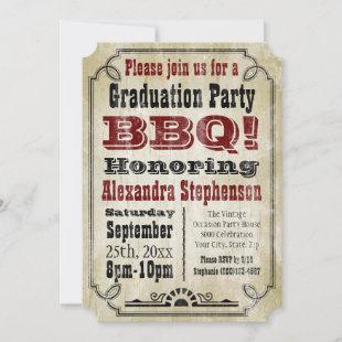 Old-Fashioned Vintage BBQ Graduation Party Invitation