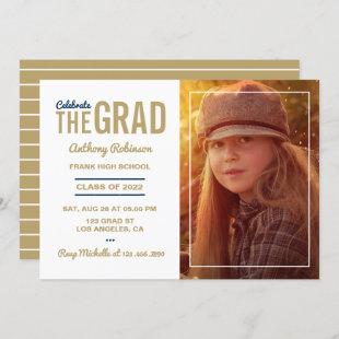 Old Gold and White Graduation Party Invitation