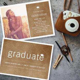Old Vintage Paper Graduate Photo Graduation Party Invitation