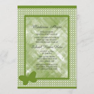 Olive Green with Butterfly College Trunk Party Invitation