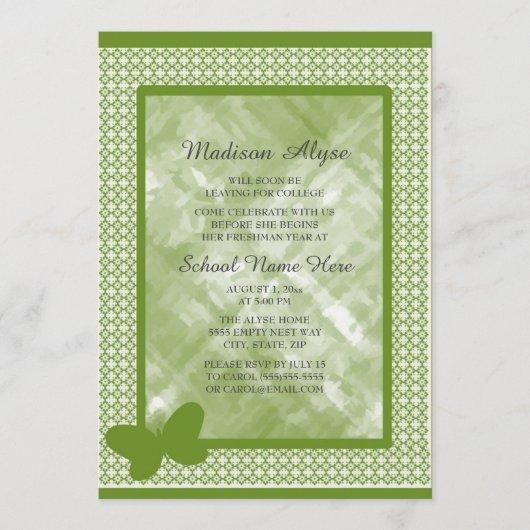 Olive Green with Butterfly College Trunk Party Invitation