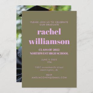 Olive Lilac Class of 2024 Photo Graduation Party Invitation