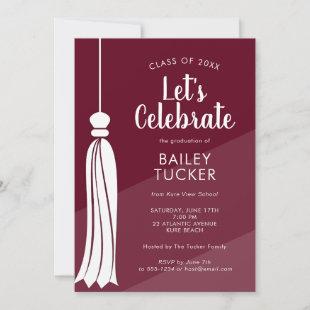 Ombre Burgundy Red Graduation Party Invitation