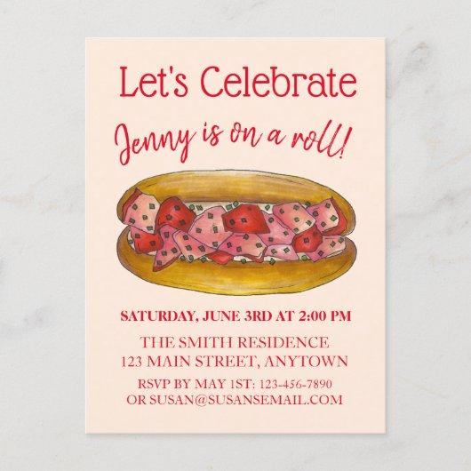 On a Lobster Roll Congratulations Maine ME Foodie Invitation Postcard