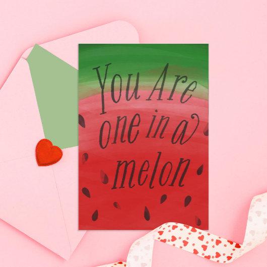 One In A Melon Watermelon Classroom Valentine Invitation