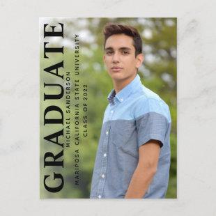 One Photo Simple Class of Graduation Announcement Postcard