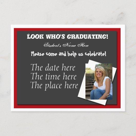 Open house graduation invitation postcard