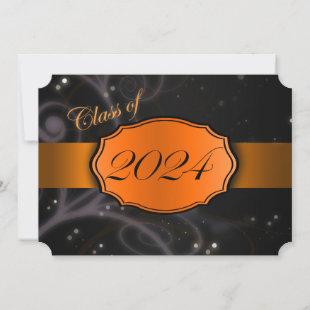 Orange and Black 2024 Graduation Invitation