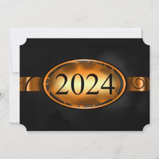 Orange and Black Floral Button 2024 Card