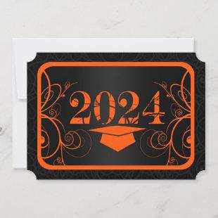 Orange and Black Frame Graduation Invitation