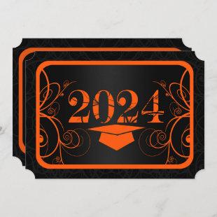 Orange and Black Frame Graduation Party Invitation