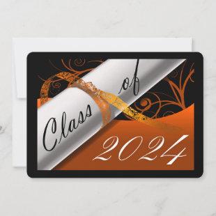 Orange and Black Graduation Announcement