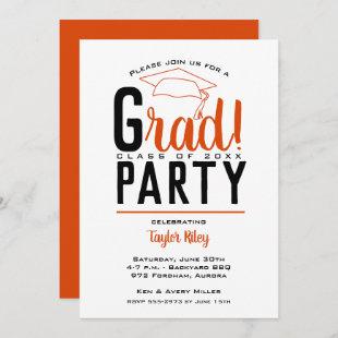 Orange and Black Graduation Party Invitation