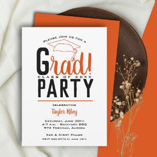 Orange and Black Graduation Party Invitation