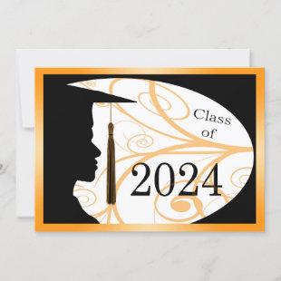 Orange and Black Man Silhouette 2024 Card